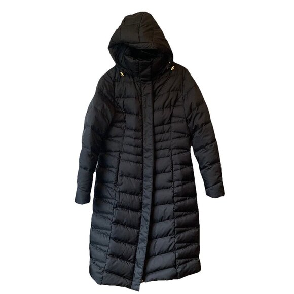 Lands' End Women’s Long Black Down Puffer Coat Jacket Small 6-8 - Picture 1 of 11